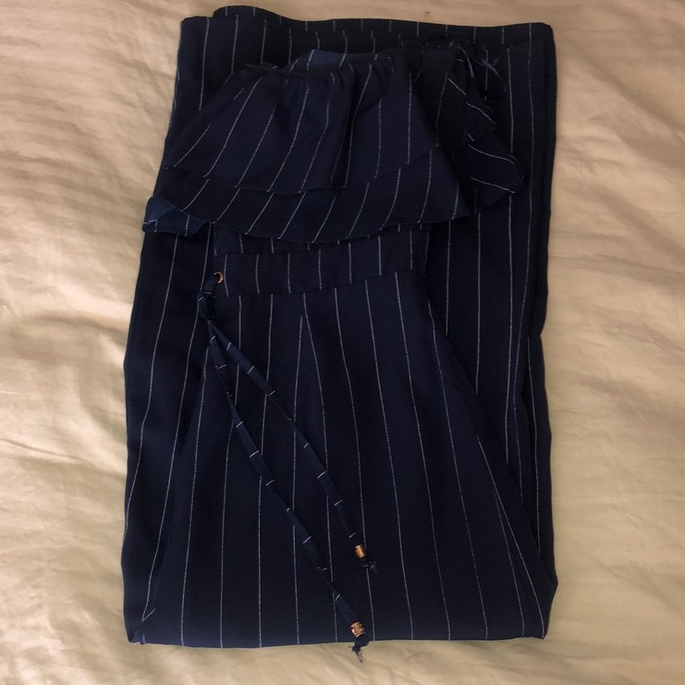 Strips Tube top jumpsuit size L great condition